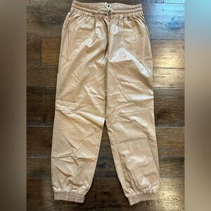 Easel Women’s Camel Leather Like Joggers- size Large